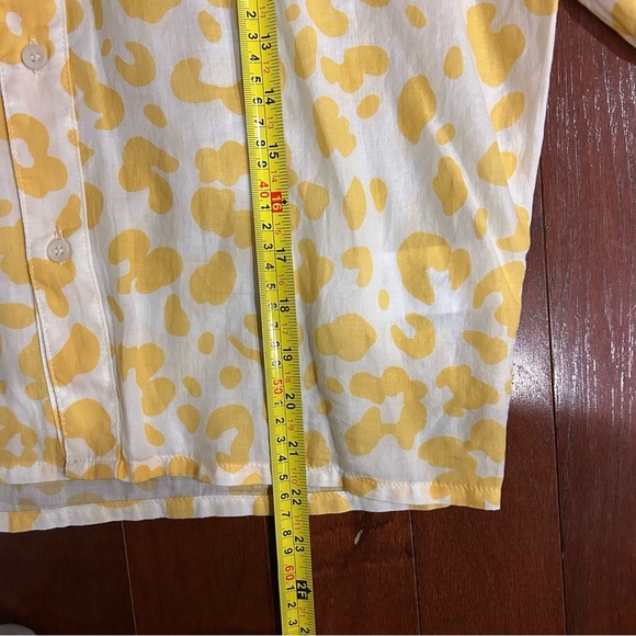 MOTHER THE SUNBURST COTTON LEOPARD FLORAL PRINT TOP. MADE IN USA. SZ S yellow - Picture 5 of 11